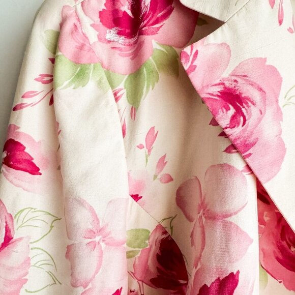 Talbots Floral SILK White Pink Blazer 22W PLUS SIZE - Picture 4 of 7